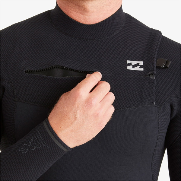 2024 Billabong Hommes Furnace Comp 4/3mm Chest Zip Combinaison Néoprène ABYW100179 - Black